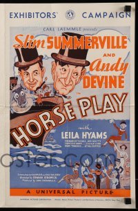 4a378 HORSE PLAY pressbook '33 Sim Summerville, Andy Devine, great screwball cartoon art!