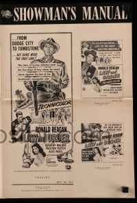 4a416 LAW & ORDER pressbook '53 Ronald Reagan, Dorothy Malone, from Dodge City to Tombstone!
