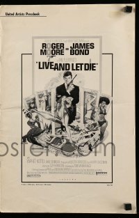 4a423 LIVE & LET DIE pressbook '73 Roger Moore as James Bond, art by Robert McGinnis!