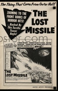 4a425 LOST MISSILE pressbook '58 horror of horrors from outer Hell comes to burn the world alive!