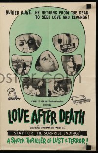 4a426 LOVE AFTER DEATH pressbook '68 buried alive, he returns from the dead to seek revenge!