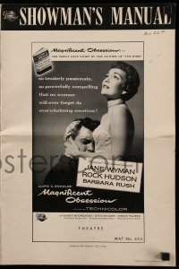 4a431 MAGNIFICENT OBSESSION pressbook '54 Jane Wyman holding Rock Hudson, Douglas Sirk classic!