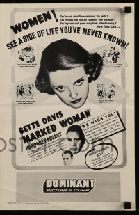 4a437 MARKED WOMAN pressbook R56 Bette Davis two-timing her way to love with Humphrey Bogart!