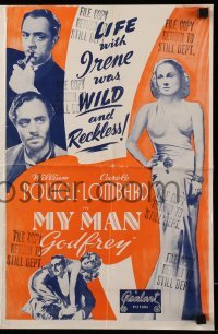 4a457 MY MAN GODFREY pressbook R48 great images of William Powell & sexy Carole Lombard!