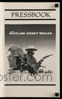 4a479 OUTLAW JOSEY WALES pressbook '76 Clint Eastwood is an army of one, cool western artwork!