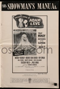 4a493 PRIVATE LIVES OF ADAM & EVE pressbook '60 wacky art of Mamie Van Doren & devil Mickey Rooney!