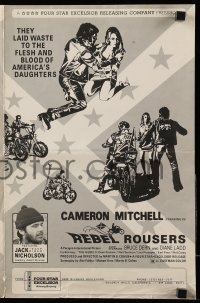 4a499 REBEL ROUSERS pressbook '70 Jack Easy Rider Nicholson, Bruce Dern, Cameron Mitchell, bikers!