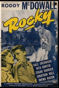 4a508 ROCKY pressbook '48 great images of Roddy McDowall with his dog & pretty Nita Hunter!