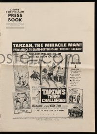 4a581 TARZAN'S THREE CHALLENGES pressbook '63 Edgar Rice Burroughs, Jock Mahoney, The Miracle Man!