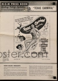 4a585 TEXAS CARNIVAL pressbook '51 Red Skelton, art of sexy Esther Williams wearing swimsuit!