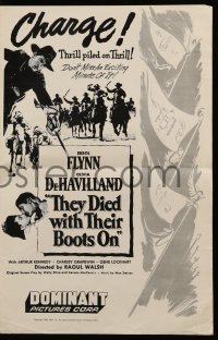 4a588 THEY DIED WITH THEIR BOOTS ON pressbook R56 Errol Flynn as General Custer, De Havilland!