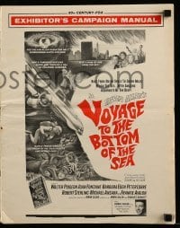 4a617 VOYAGE TO THE BOTTOM OF THE SEA pressbook '61 fantasy sci-fi art of scuba divers & monster!