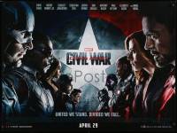4b144 CAPTAIN AMERICA: CIVIL WAR advance DS British quad '16 Marvel, Chris Evans, Robert Downey Jr.!