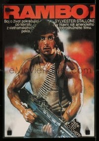 4b213 FIRST BLOOD Czech 11x16 '84 artwork of Sylvester Stallone as John Rambo by Jan Weber!
