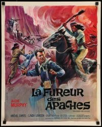 4b938 APACHE RIFLES French 18x22 '64 cool Grinsson artwork of cowboy Audie Murphy!