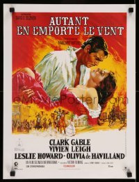 4b956 GONE WITH THE WIND French 15x20 R89 Terpning art of Gable carrying Leigh over Atlanta!