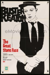 4b059 GREAT STONE FACE German 27x41 '68 completely different art of Buster Keaton, documentary!