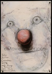 4b039 RED NOSES commercial Polish 27x38 '92 artwork of clown's face by Stasys!