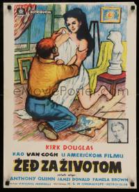 4b262 LUST FOR LIFE Yugoslavian 20x27 '56 artwork of Kirk Douglas as artist Vincent Van Gogh!