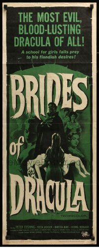 4c379 BRIDES OF DRACULA insert '60 Terence Fisher, Hammer, great vampire art by Joseph Smith!