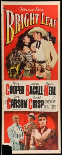 4c381 BRIGHT LEAF insert '50 Gary Cooper, sexy Lauren Bacall, Patricia Neal, Michael Curtiz