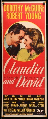 4c411 CLAUDIA & DAVID insert '46 romantic close up artwork of Dorothy McGuire & Robert Young!