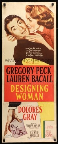 4c432 DESIGNING WOMAN insert '57 romantic art of Gregory Peck & sexy Lauren Bacall!