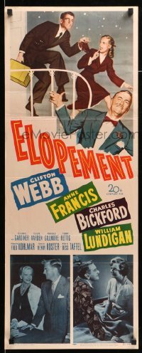 4c441 ELOPEMENT insert '51 art of Clifton Webb, Anne Francis, Charles Bickford!