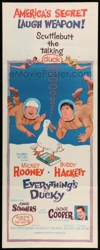 4c446 EVERYTHING'S DUCKY insert '61 artwork of Mickey Rooney & Buddy Hackett with a talking duck!