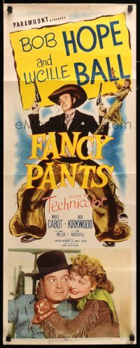 4c449 FANCY PANTS insert '50 close up of cowgirl Lucille Ball hugging dude Bob Hope + artwork!