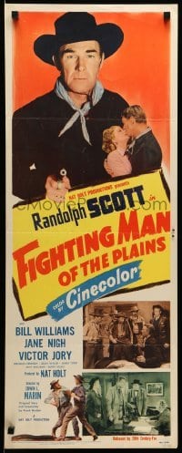 4c451 FIGHTING MAN OF THE PLAINS insert '49 Randolph Scott reaching for gun & holding Jane Nigh!