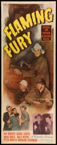 4c455 FLAMING FURY insert '49 from Arson Bureau files, cool artwork of firefighters & detectives!