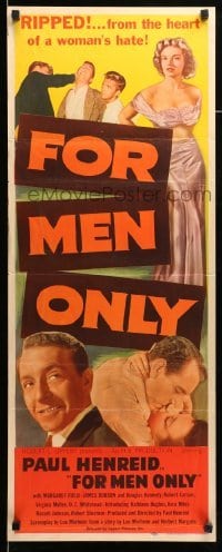 4c461 FOR MEN ONLY insert '52 sexy sleazy Margaret Field, Paul Henreid, the heart of woman's hate!