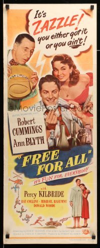 4c466 FREE FOR ALL insert '49 Ann Blyth kisses Robert Cummings, who turns water into gasoline!