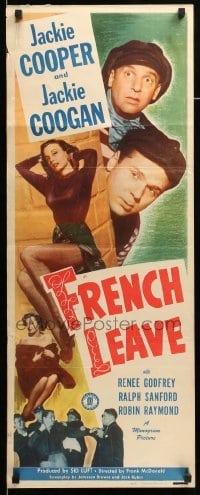 4c467 FRENCH LEAVE insert '48 kid stars Jackie Cooper & Jackie Coogan all grown up and romancing!