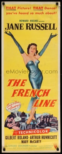 4c468 FRENCH LINE 2D insert '54 Howard Hughes, full-length art of sexy Jane Russell!