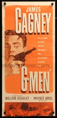 4c489 G-MEN insert R49 James Cagney with two guns, the king of ACTION joins the crime smashers!