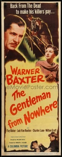 4c476 GENTLEMAN FROM NOWHERE insert '48 Warner Baxter is paid to pose as Fay Baker's husband!