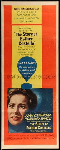 4c493 GOLDEN VIRGIN insert '57 close up of deaf/mute Heather Sears, The Story of Esther Costello!