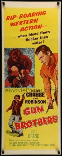 4c502 GUN BROTHERS insert '56 cowboy western images of Buster Crabbe & brother Neville Brand