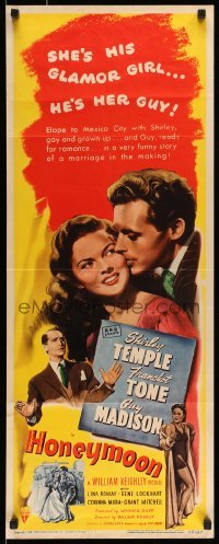 4c528 HONEYMOON insert '47 great artwork of newlyweds Shirley Temple & Guy Madison in Mexico!