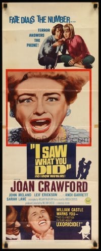 4c539 I SAW WHAT YOU DID insert '65 Joan Crawford, William Castle, you may be the next target!