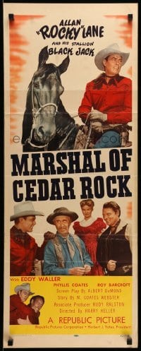 4c622 MARSHAL OF CEDAR ROCK insert '53 cool art of cowboy Allan 'Rocky' Lane & Black Jack!