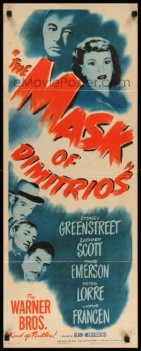 4c623 MASK OF DIMITRIOS insert '44 Peter Lorre, Sydney Greenstreet, Zachary Scott, Faye Emerson