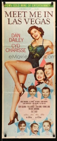 4c625 MEET ME IN LAS VEGAS insert '56 full-length showgirl Cyd Charisse in skimpy outfit!