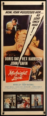 4c627 MIDNIGHT LACE insert '60 Rex Harrison, John Gavin, fear possessed Doris Day as love once had
