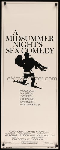 4c628 MIDSUMMER NIGHT'S SEX COMEDY insert '82 Woody Allen, Mia Farrow, silhouette art by Kleeger!