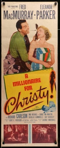 4c629 MILLIONAIRE FOR CHRISTY insert '51 art of Fred MacMurray and pretty Eleanor Parker!
