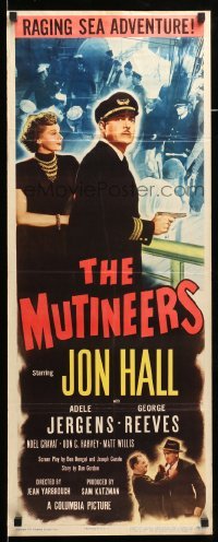 4c643 MUTINEERS insert '49 Jon Hall & blonde pirate Adele Jergens, there was mutiny & murder!
