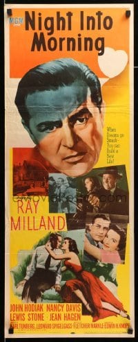 4c656 NIGHT INTO MORNING insert '51 great dramatic art of alcoholic Ray Milland & family!